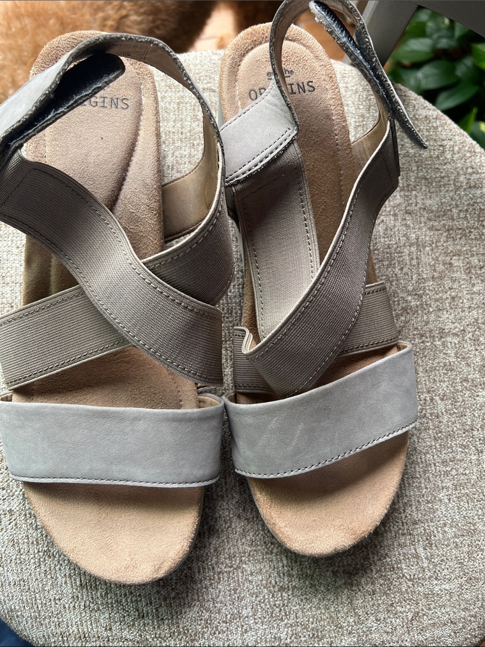 Earth Origins Taupe Strappy Wedge Sandals